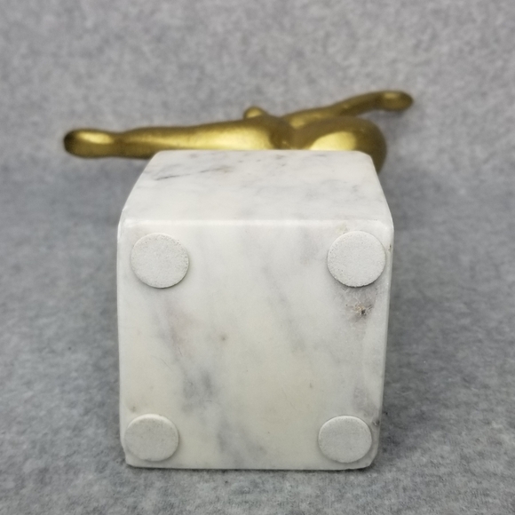 Gold Metal Woman Dancer 11.5" Statue Art Deco Voluptuous Acrobat Marble Mount - Picture 8 of 12